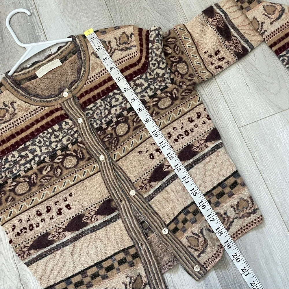 Ulla Johnson Beige and Brown Patterned Cropped Cardigan - Picture 7 of 7